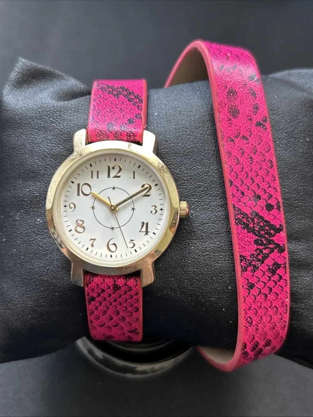 Gold Tone Pink Wrap Style Band Women’s Quartz Watch